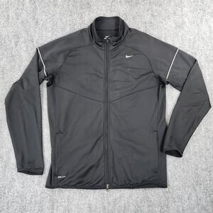 Nike Jacket Men Large Black Full Zip Mock Neck Performance Stretch Running Thumb